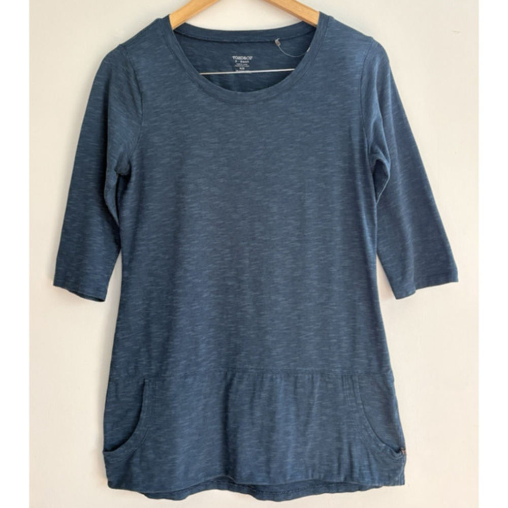 Toad‎ & Co Organic Cotton Tencel Ursa Tunic Half Sleeve Pocket Teal Blue Size XS